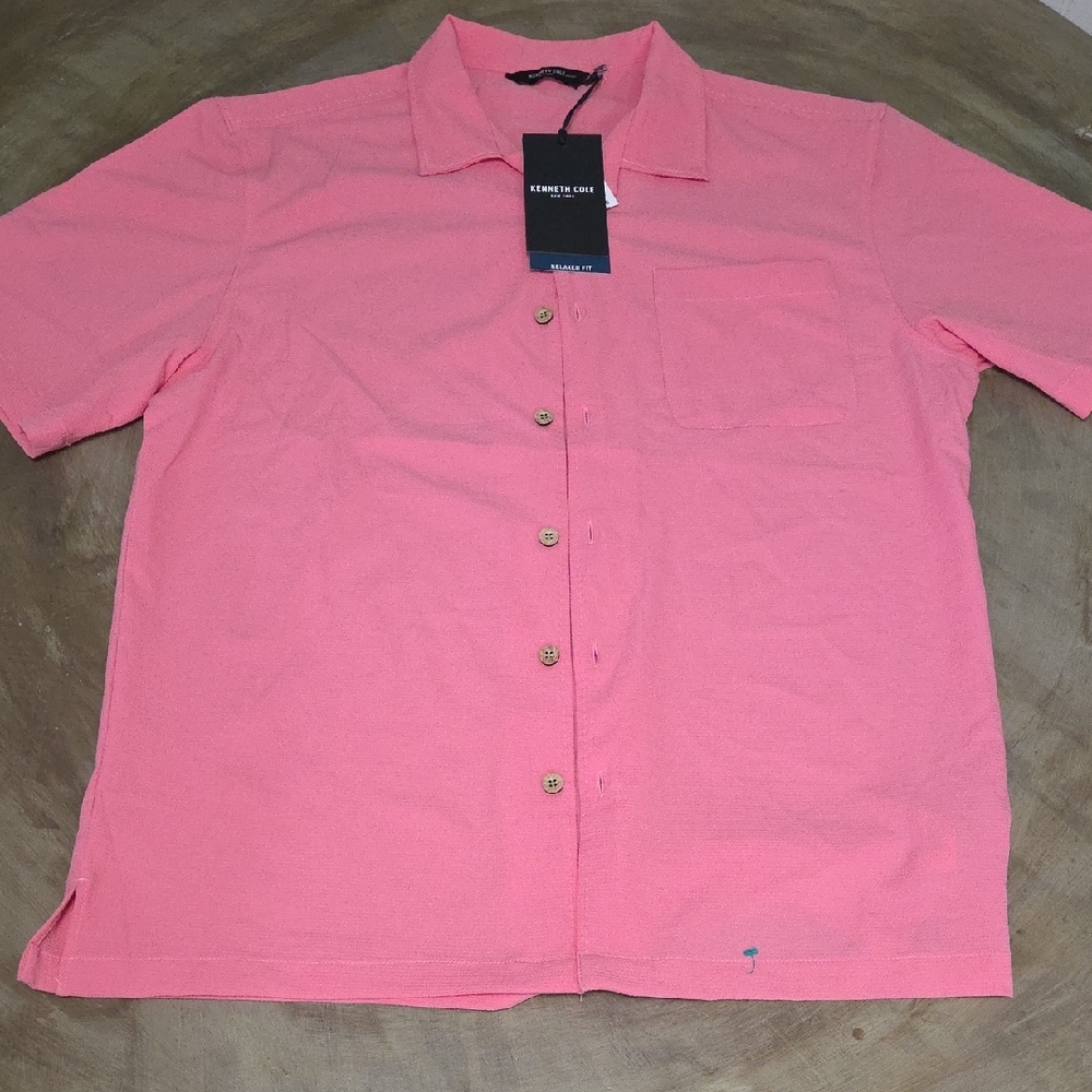 Kenneth Cole Men's Pink Button Down Shirt